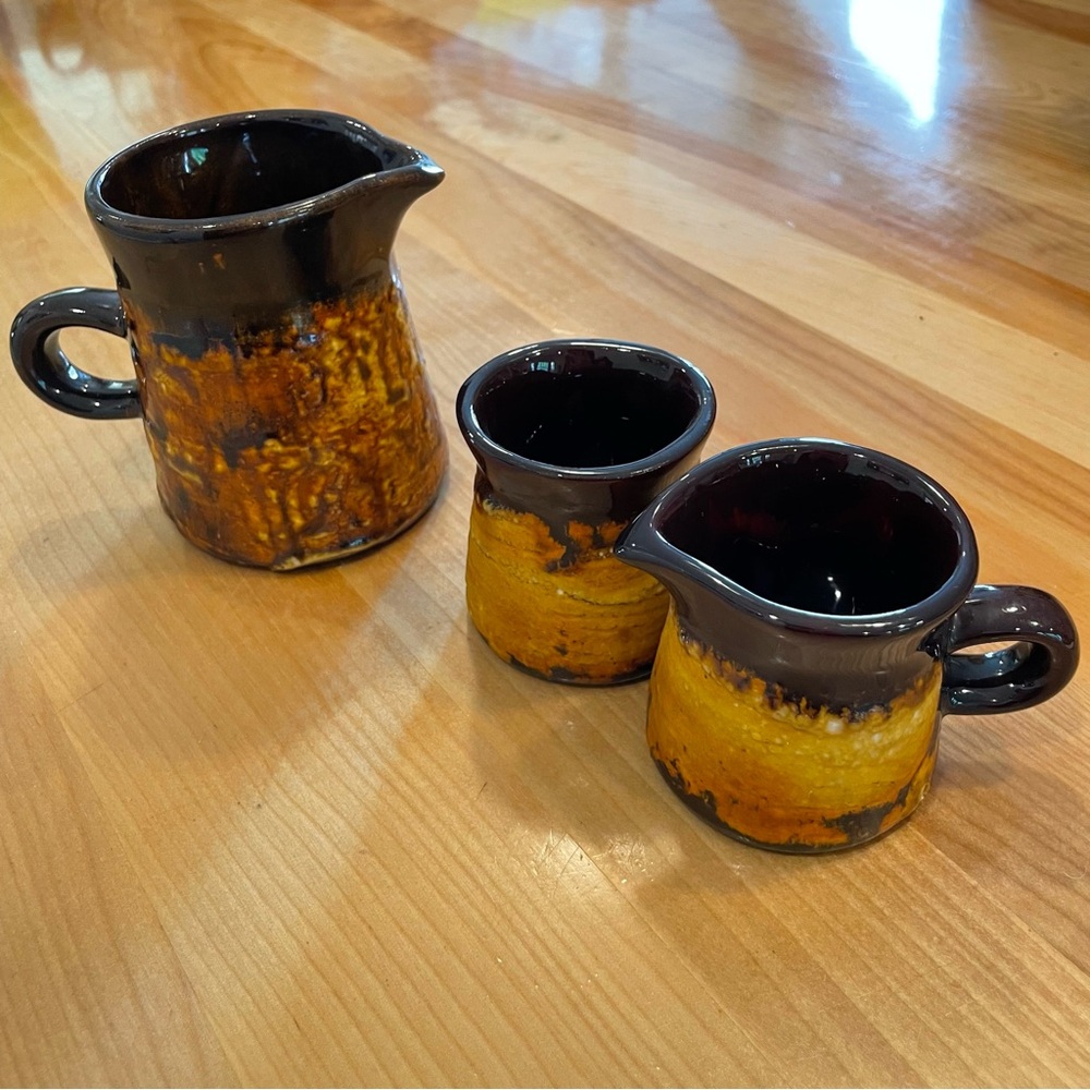 Laurentian Rustic Ceramic Pitcher and Cream and sugar Set
